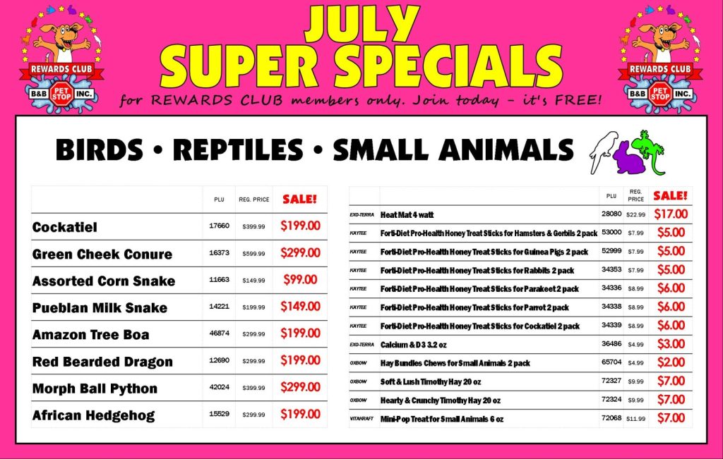 Specials - B&B Pet Stop