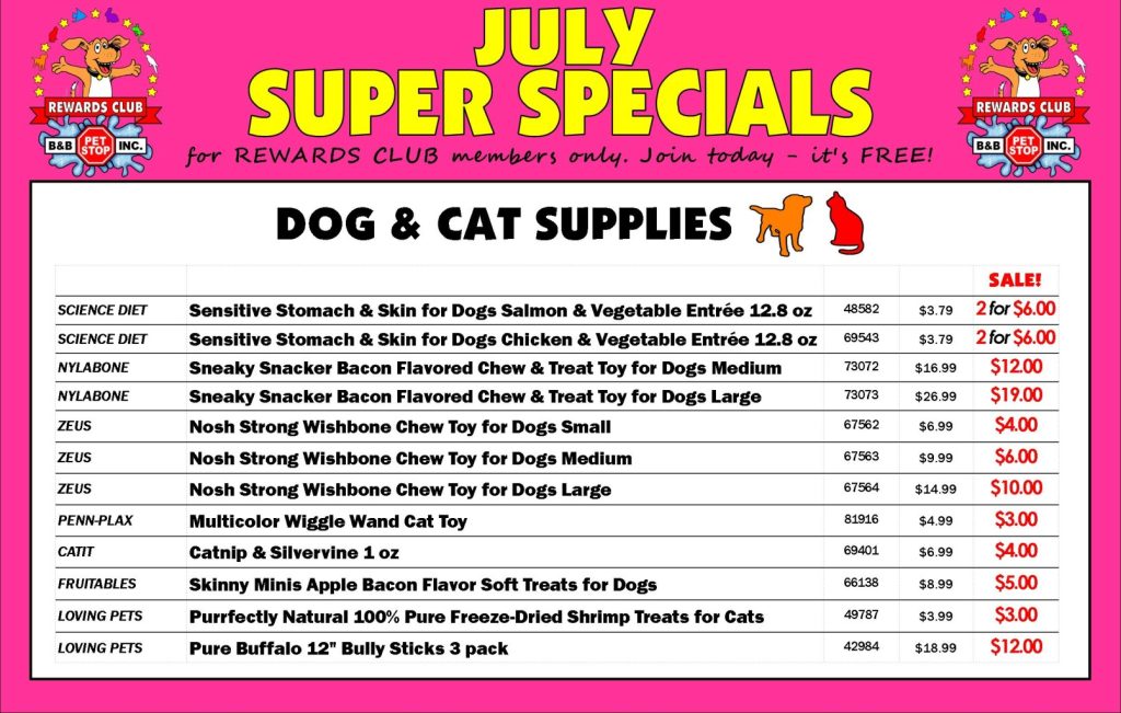 Specials - B&B Pet Stop