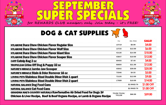 Specials - B&B Pet Stop