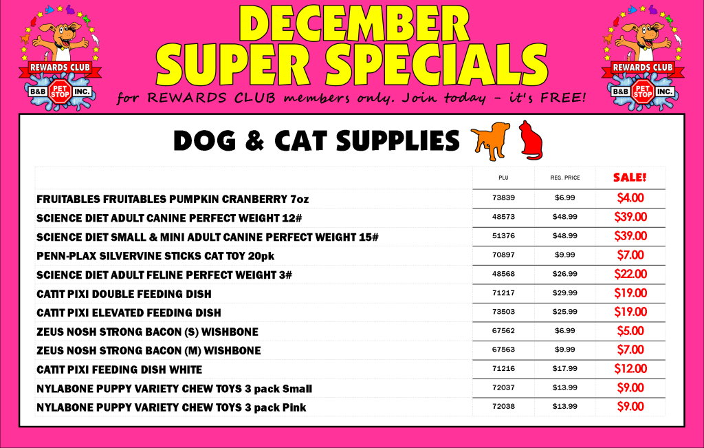 Specials - B&B Pet Stop