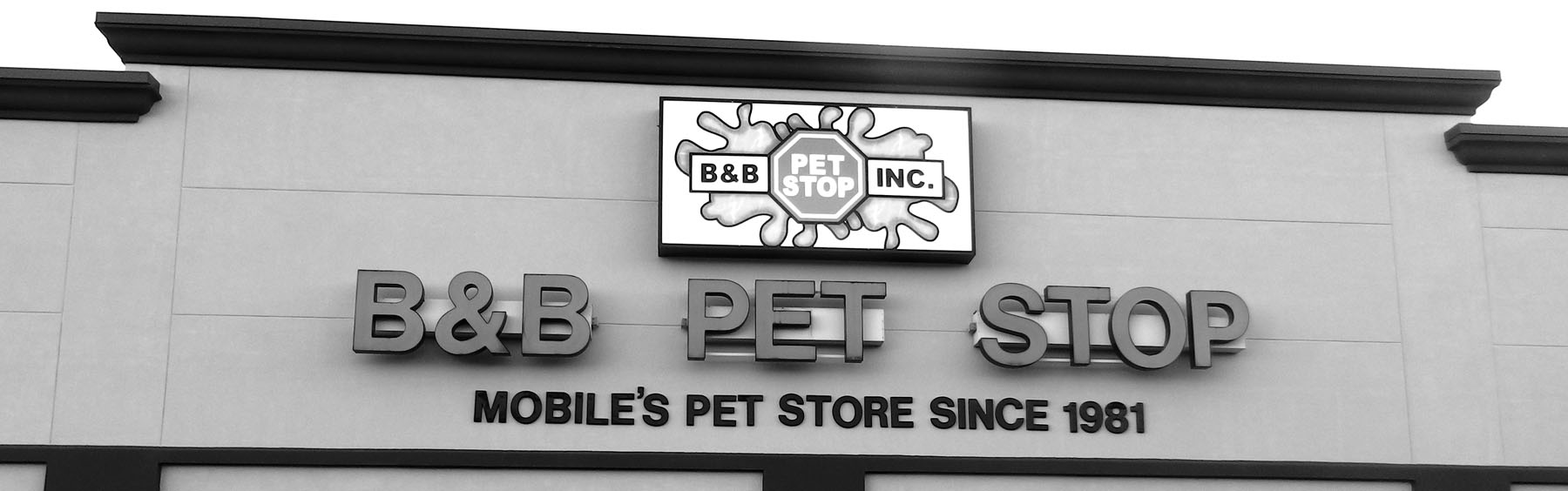 View of B&B Pet Stop store front